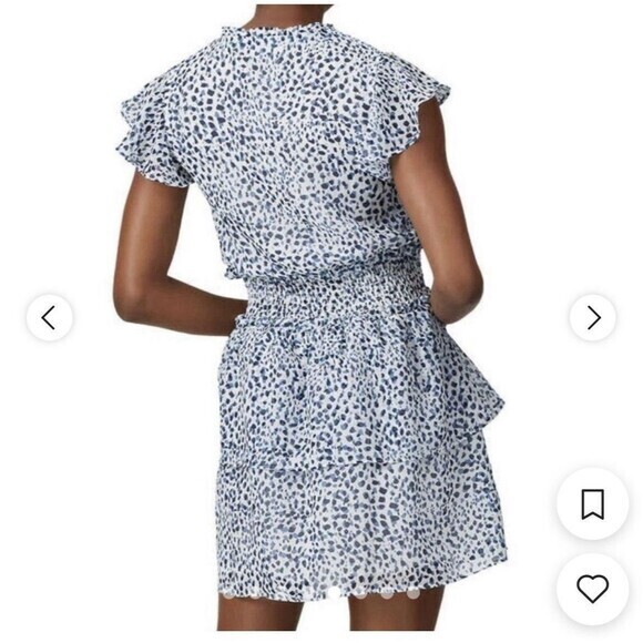 Slate & Willow Womens Blue/white Floral Layered Ruffle Boho‎ Coastal Vibe Large - Picture 8 of 12